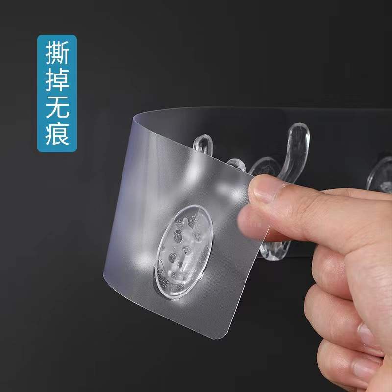 Six-Piece Row Hook Punch-Free Seamless Sticky Hook 6-Piece Strong Sticky Hook Wall-Mounted Kitchen Row Coat and Cap Big Hook