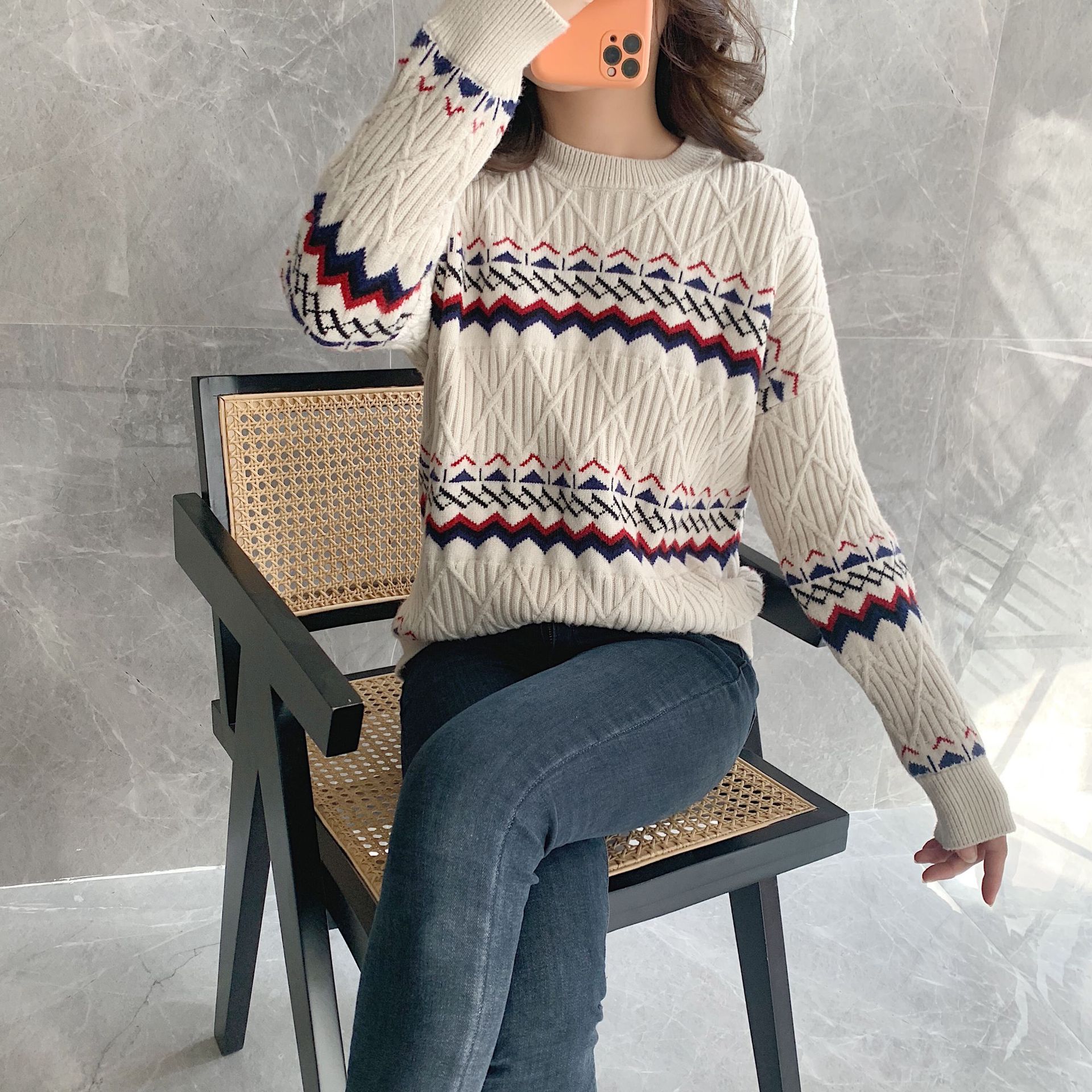 民族风针织衫女装图片