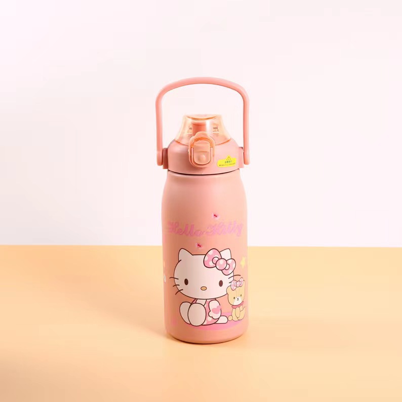 Cross-Border Hot Cartoon Large Capacity Portable Pot Stainless Steel 316 Thermos Cup with Straw Outdoor Drinking Glass Vacuum Cup