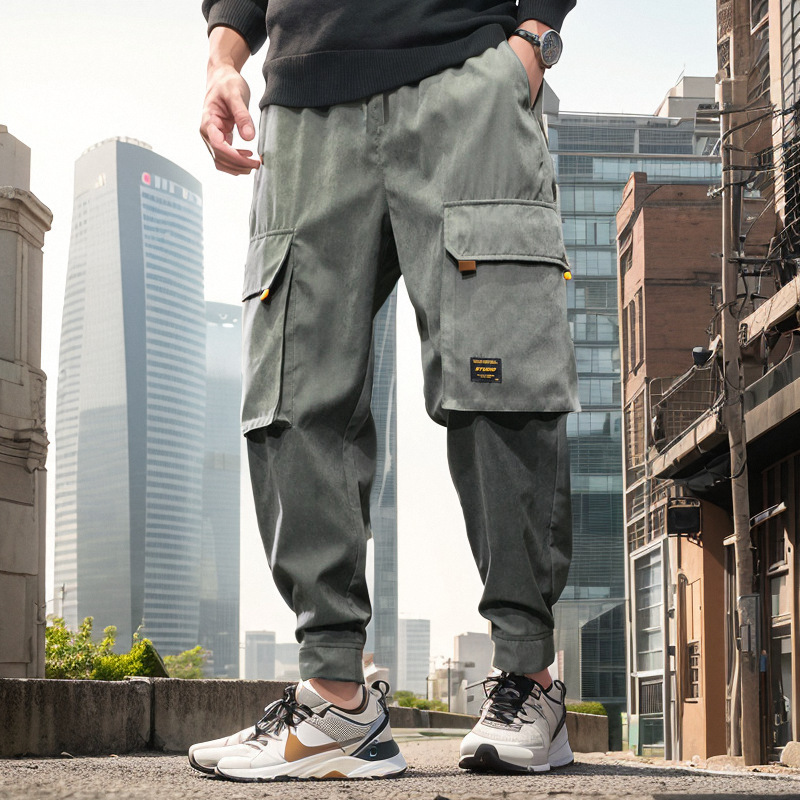 2024春季新款工装裤男款束脚裤个性大码宽松哈伦裤男潮流-阿里巴巴