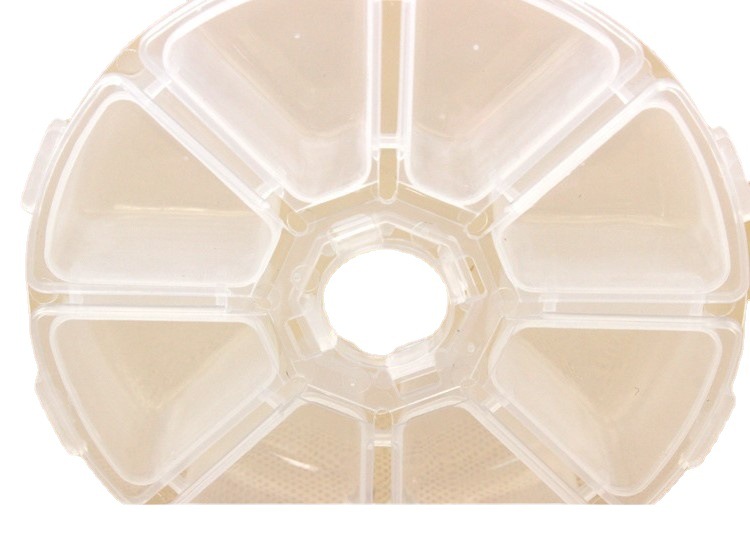 Round 8 Grid Storage Box Transparent Pp Square Plastic Box Fishhook Box Jewelry Accessories Beads Packaging Small Box