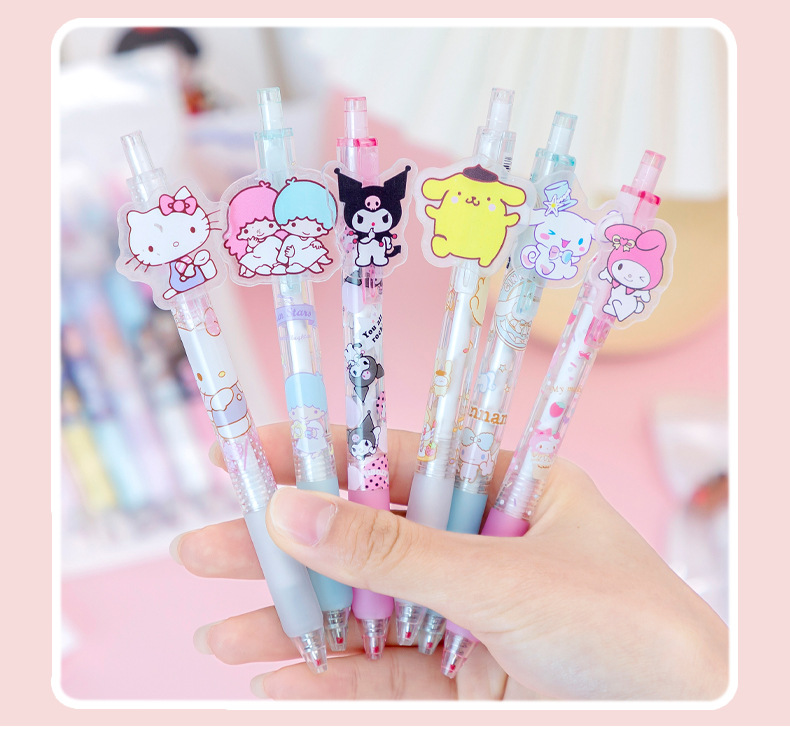 三丽鸥中性笔6支套装高颜值网红少女心按动笔可爱小熊库洛米水笔