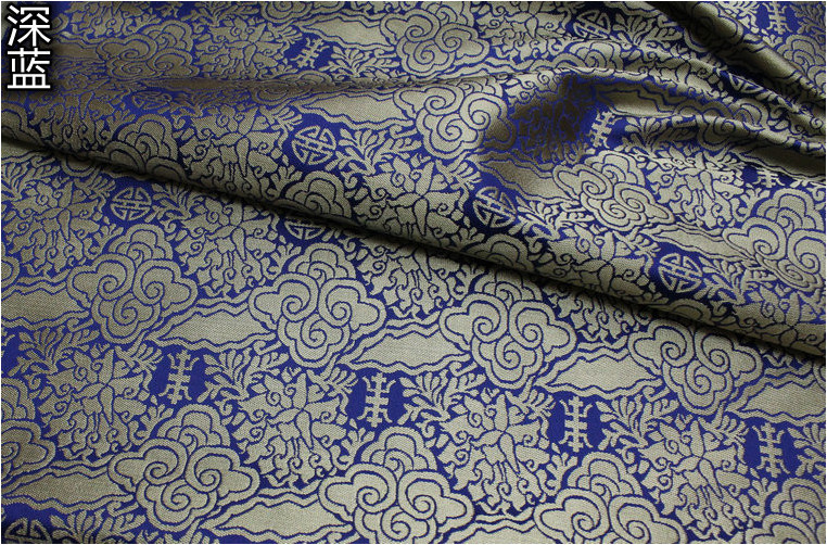 中国风提花丝绸纺云锦蒙古袍藏族服装舞台影视裱画装饰云朵面料