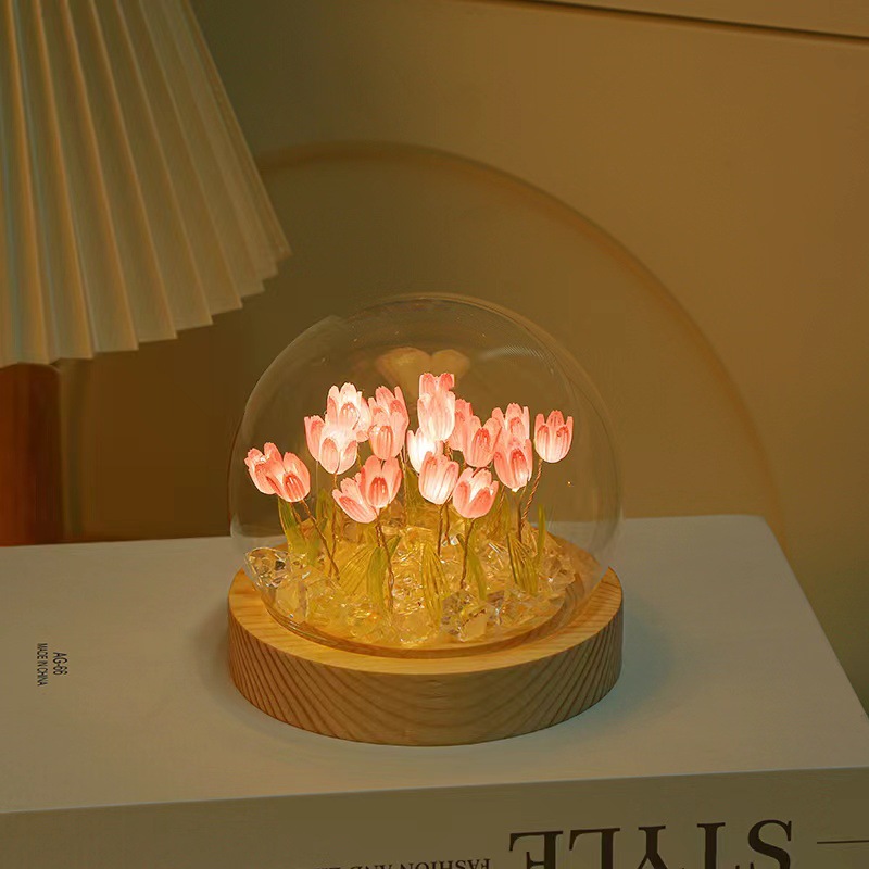 New Internet Celebrity Tulip Small Night Lamp Bedroom Sleep Light Birthday Qixi Gift Girl Flower Decoration Ambience Light