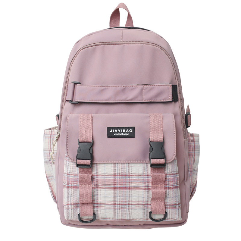 Plaid School Bag for Junior and Senior High School Students New Simple Casual Girl Backpack