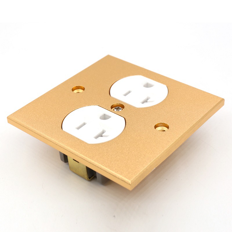 发烧级镀紫铜2位美式墙插插芯86×86铝合金面板hifi音响美标插座