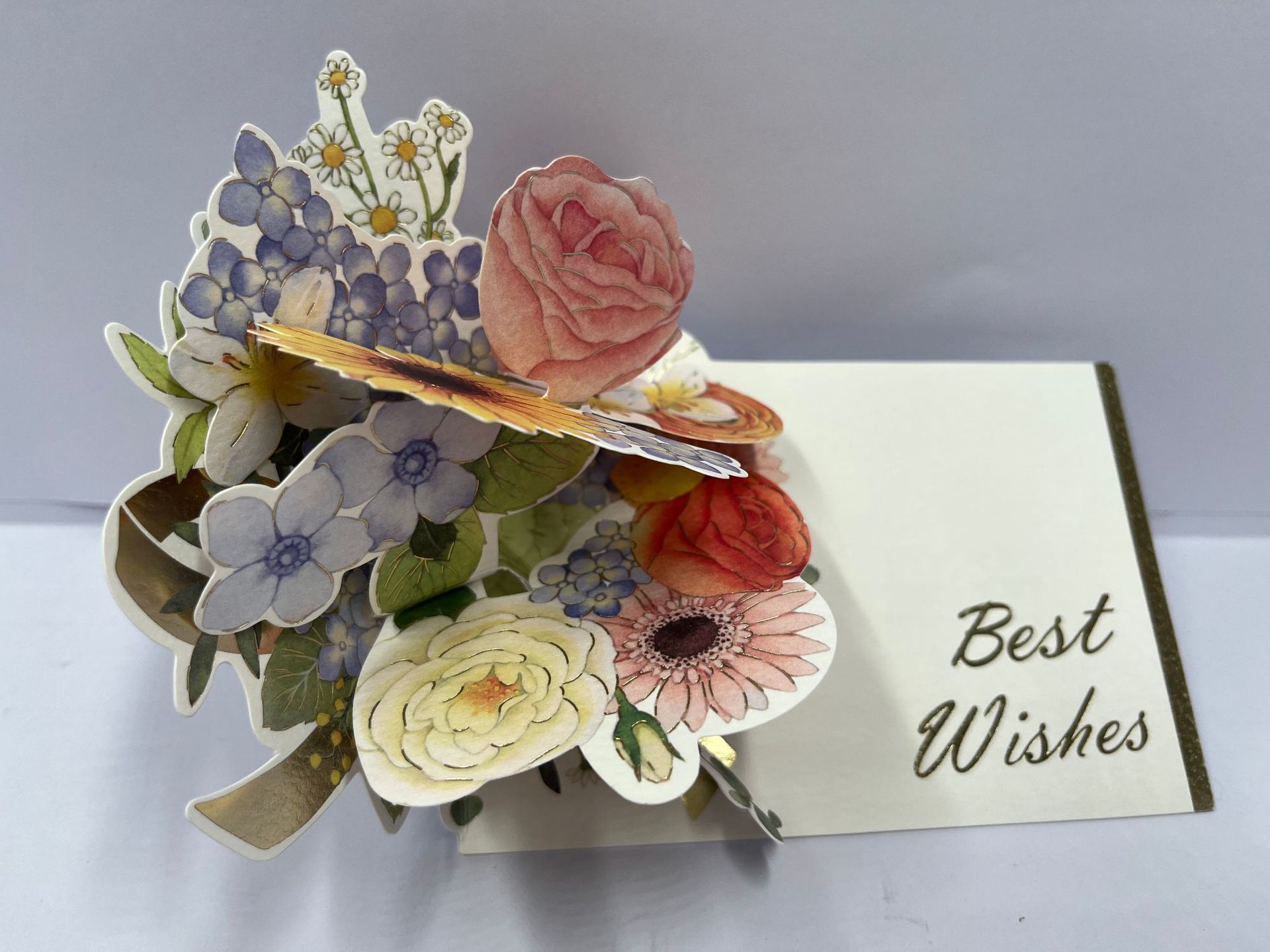 ins风创意水彩花朵立体贺卡3d卡通惊喜祝福卡片信封烫金工艺手工