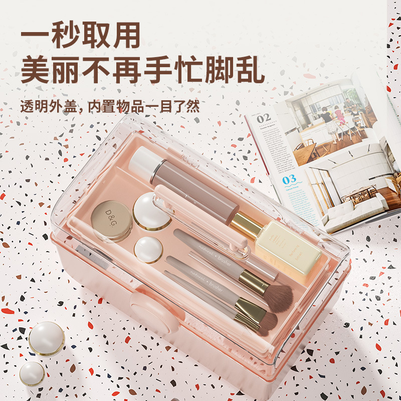 Medicine Box Cosmetics Storage Box Internet Celebrity Plastic Dust-Proof Transparent Desktop Portable Medicine Storage Box