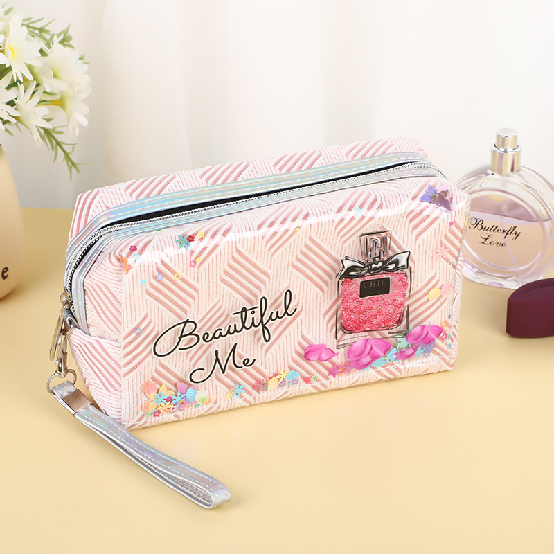 New Printing Beauty Cosmetic Bag Large Capacity Portable Travel Storage Bag Octagonal Handbag Wash Bag