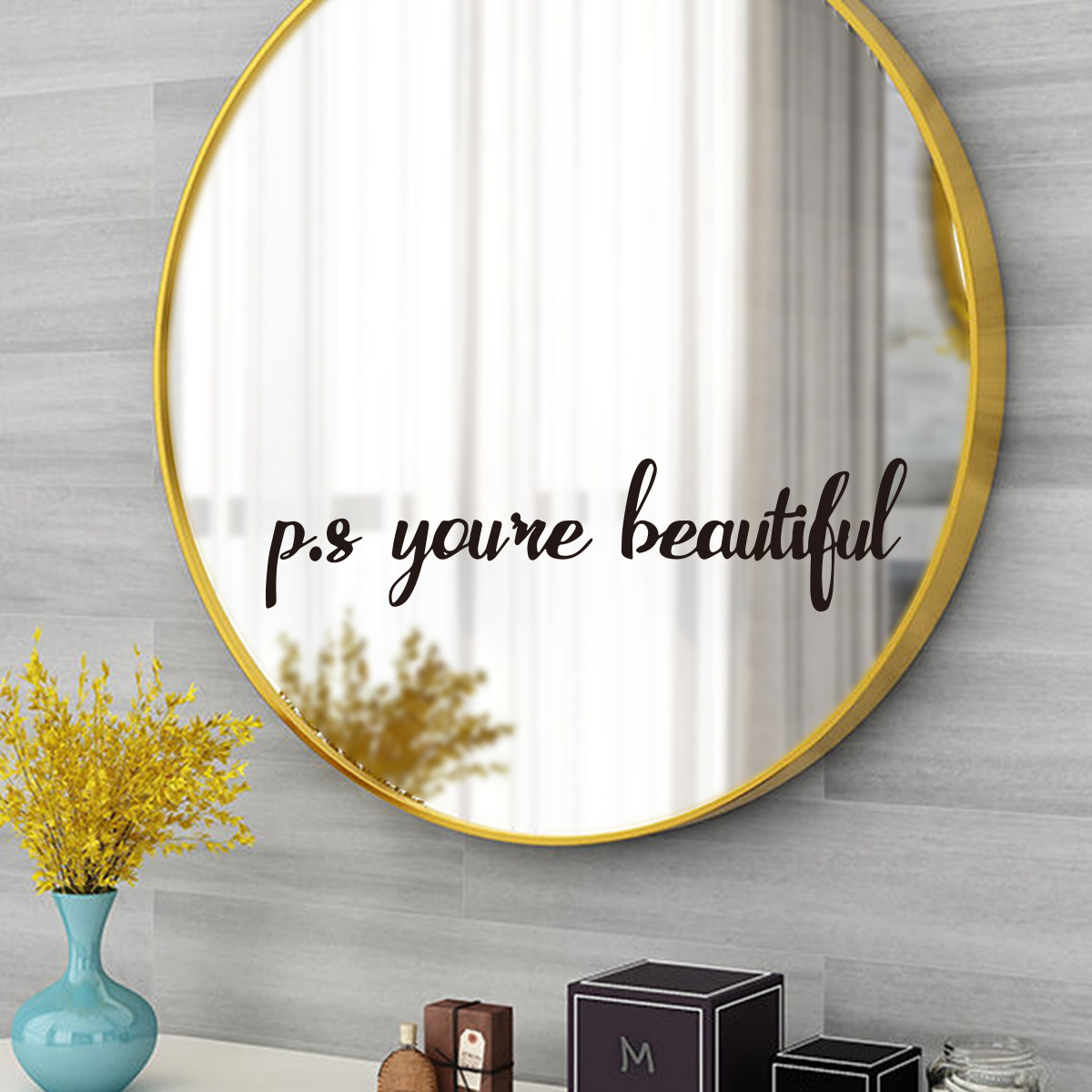 yy800新款英文you are beautiful客厅卧室背景墙装饰墙贴镜子装饰