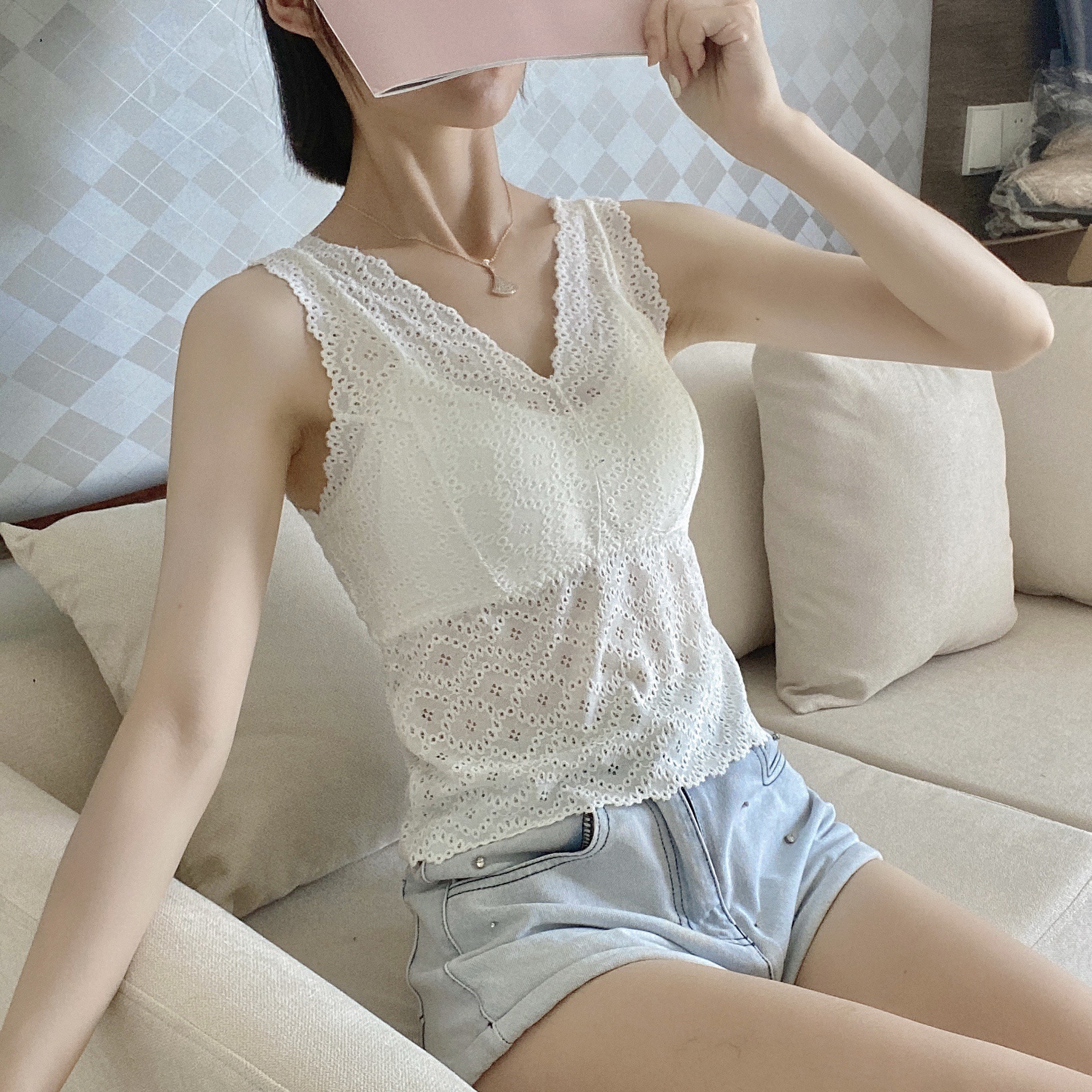 复古家居气质风*性感蕾丝吊带背心女无钢圈聚拢内搭少女打底内衣