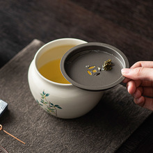 灰茶洗茶渣缸建水陶瓷带盖中式家用盖碗茶具壶承干泡台水盂小