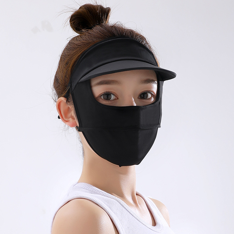 Hat Brim Facekini Sun Protection Mask Female Summer Uv Protection Ice Silk Full Face Sun Protection Breathable Mask Tide