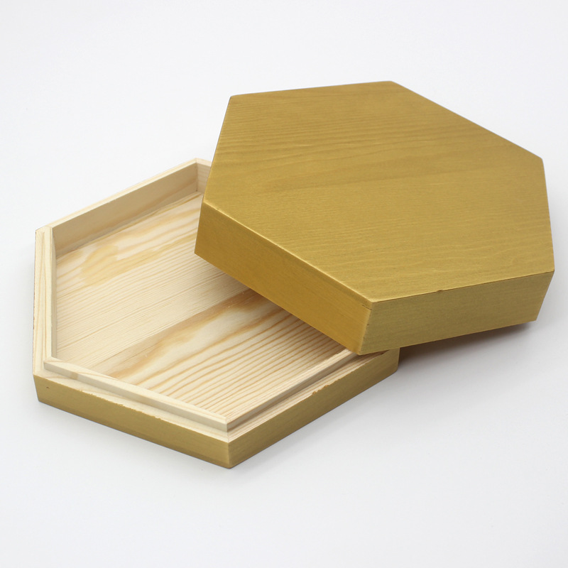 六边形天地盖木盒实木上漆六角包装盒礼品首饰收纳盒多边形木盒子