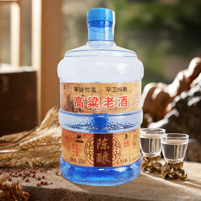 草原烈马高粱老酒清香型52度5l约10斤高度白酒纯粮食酿造桶装散装