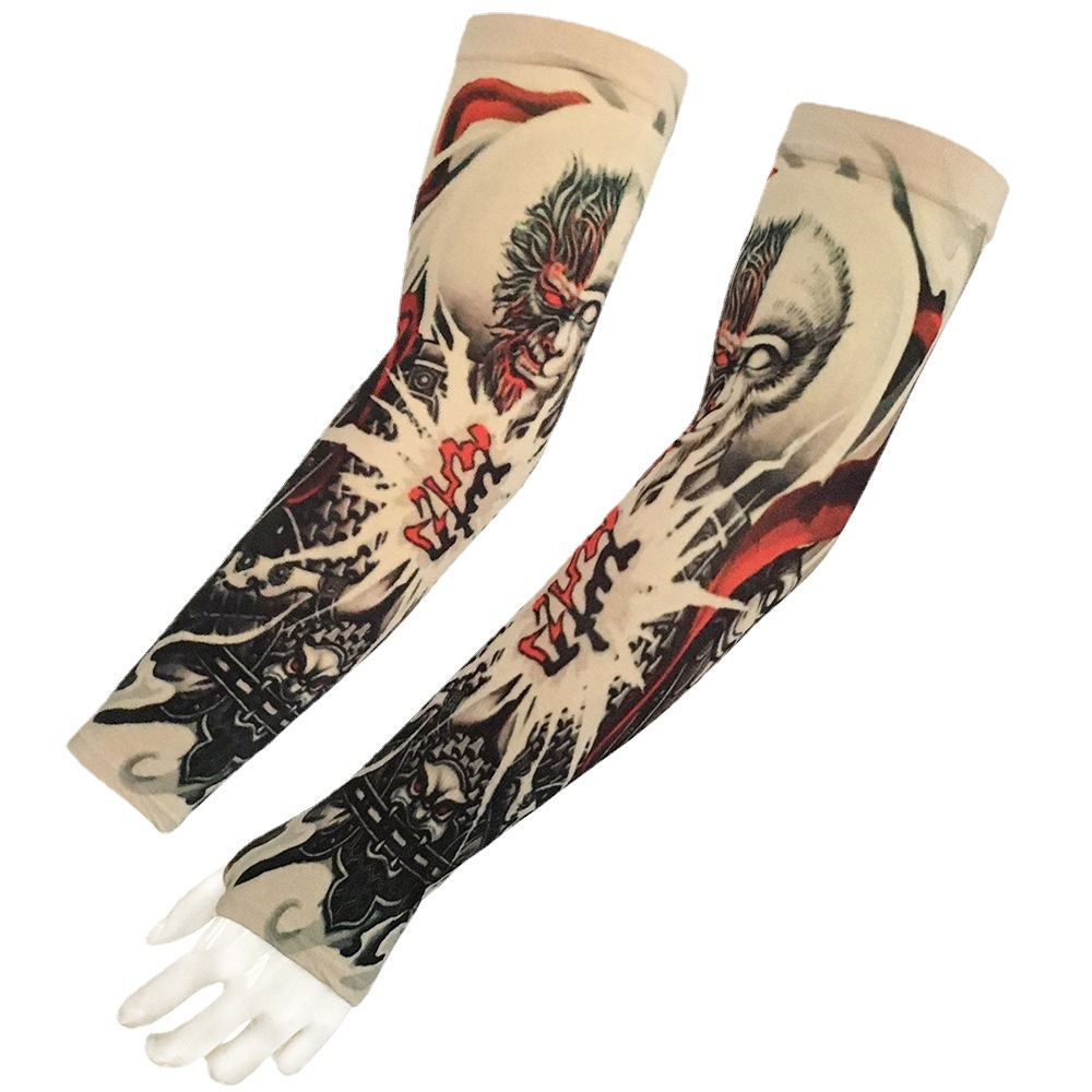 纹身冰袖 360度数码印花纹身袖套钓鱼防护手掌防晒防紫外线手臂套