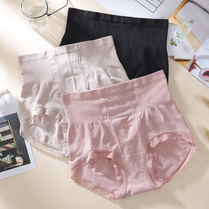 女士无缝收腹内裤石墨烯纯棉档高腰提臀束腰透气无痕三角裤女跨境
