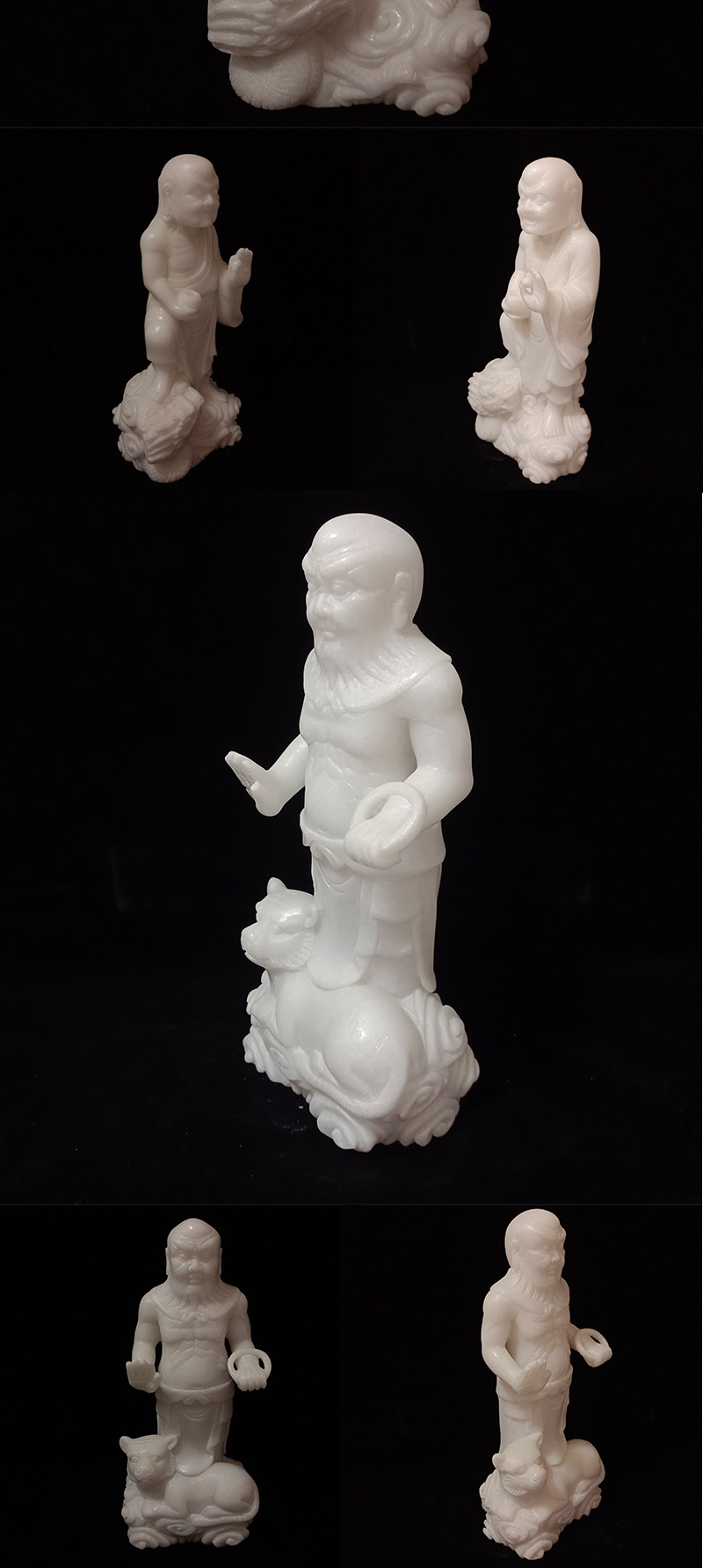 汉白玉十八罗汉佛像寺庙家居室内摆件降龙伏虎罗汉石头雕刻摆件