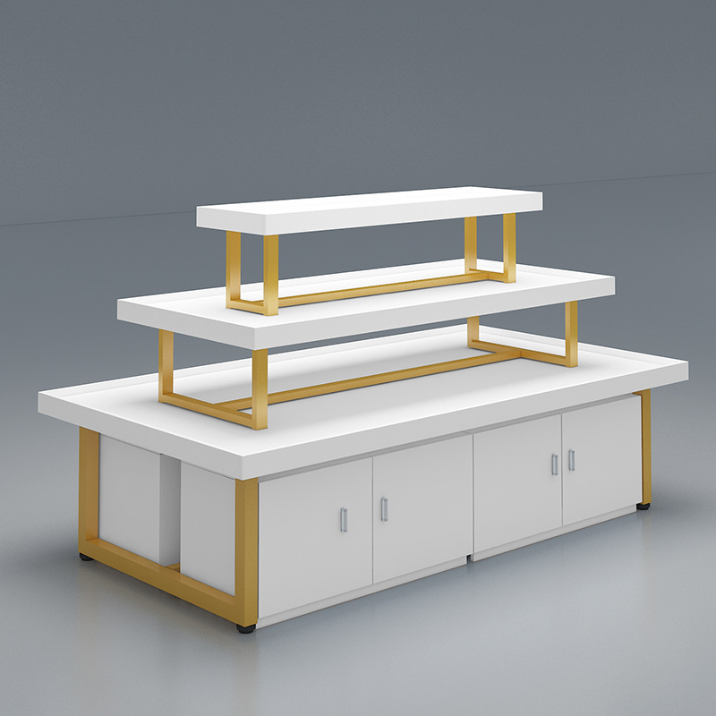 中岛柜展示台超市堆头母婴货架展示架饰品化妆品三层台流水台