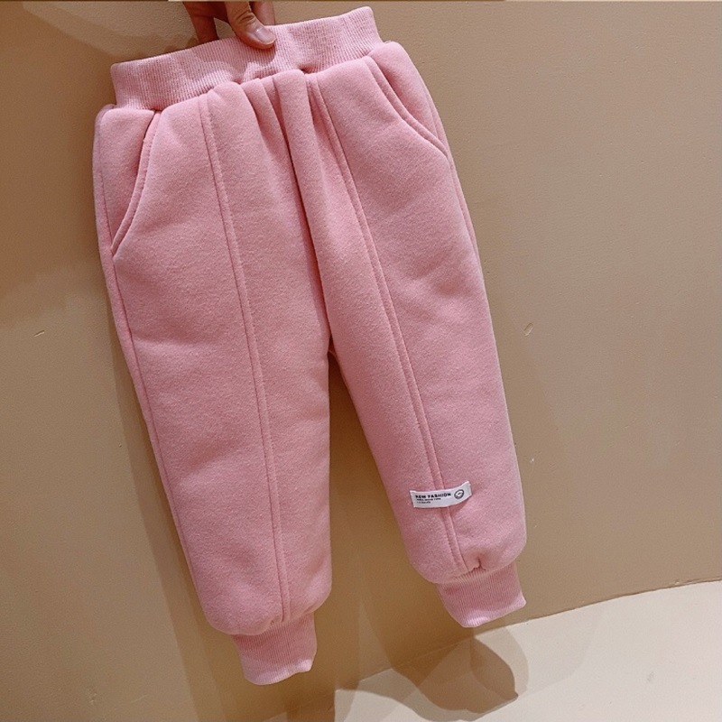 Children's Cotton Trousers Thick Three-Layer Quilted Fleece-lined Warm Trousers Baby Boy and Baby Girl Outer Wear Winter Cotton plus Loose Sweatpants Tide