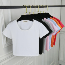 Summer Casual Solid Female Cotton T-Shirt Short Sleeve Round