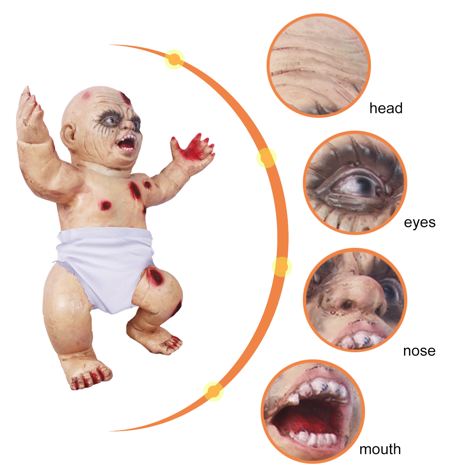 新款万圣节密室逃脱鬼屋酒吧恐怖鬼婴儿爬行道具摆件整蛊吓人玩具