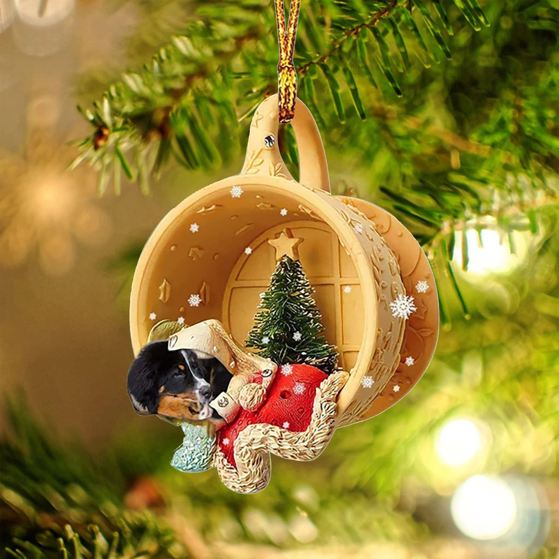 跨境新品杯子狗汽车内厢挂饰件圣诞节圣诞树挂饰工艺品家居装饰品