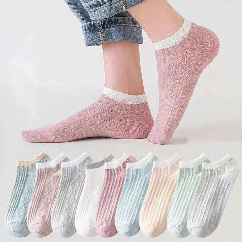 [20 Pairs] Women's Socks Korean Style Socks Autumn and Winter Summer Women's Low-Cut Liners Socks Sweat Absorbing and Deodorant Shallow Mouth Anti-Slip Invisible Socks