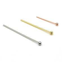 不锈钢金色圆珠针/大头针/串珠配件0.5-0.8mm线径珠针diy饰品