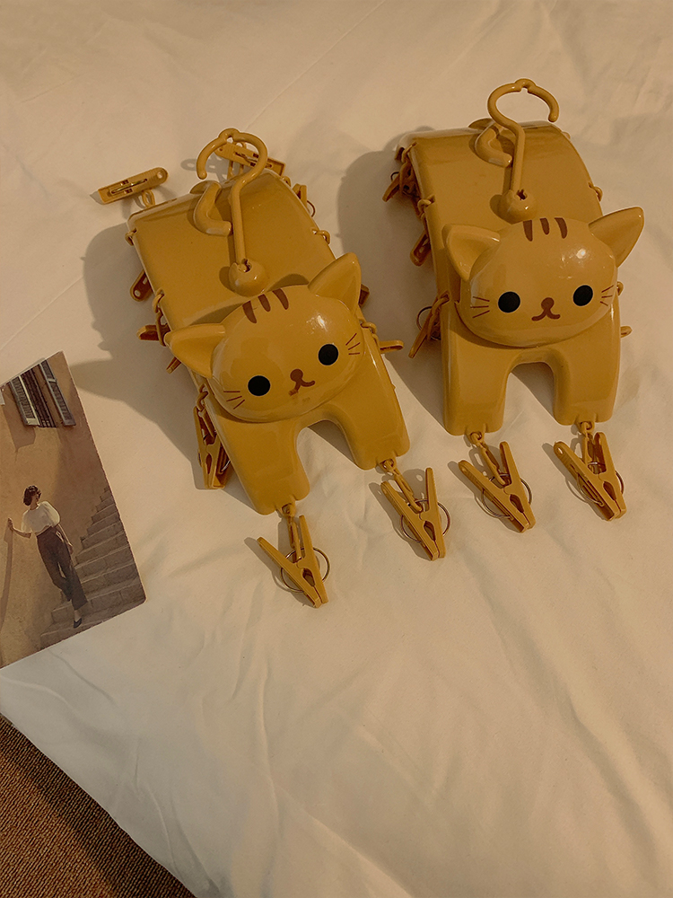 可爱猫咪多功能10夹子袜子晾衣架晒内裤内衣学生宿舍家用阳台