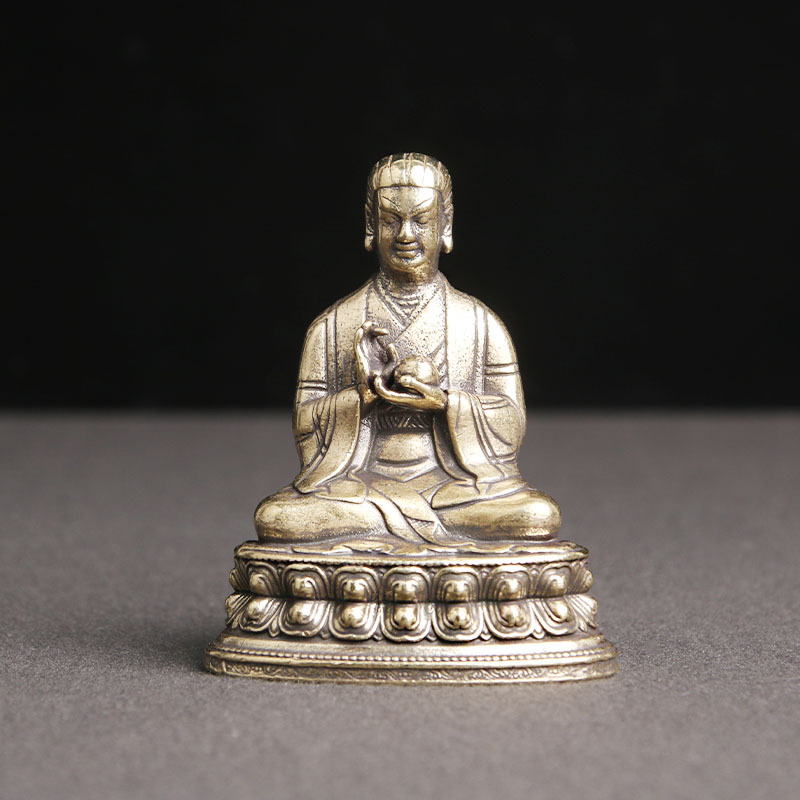 纯黄铜藏佛萨迦二祖索南孜摩佛像摆件福顶供奉神像文玩老铜器批发