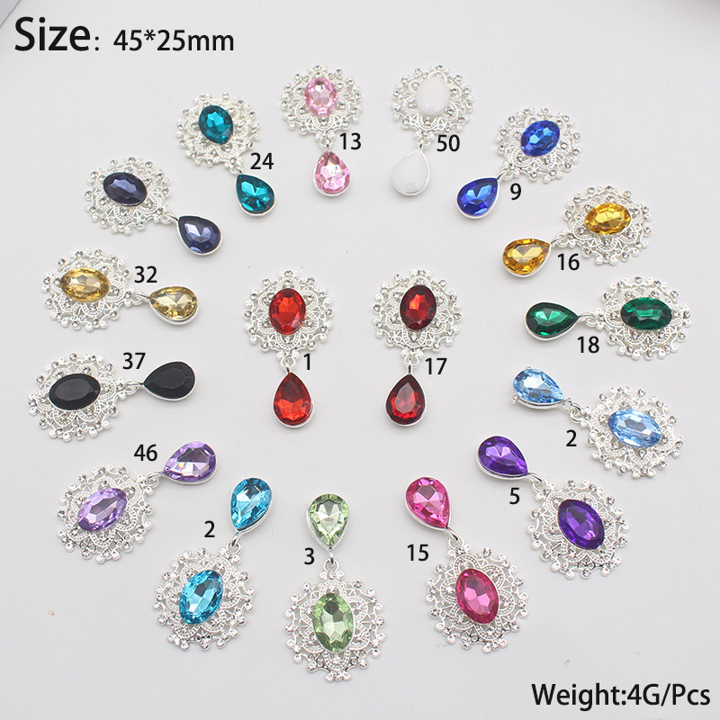 Cross-Border Hot Selling 45 * 25mm Alloy Crystal Brooch DIY Bow Accessories Clothing Handmade Finish Ornament Accessories