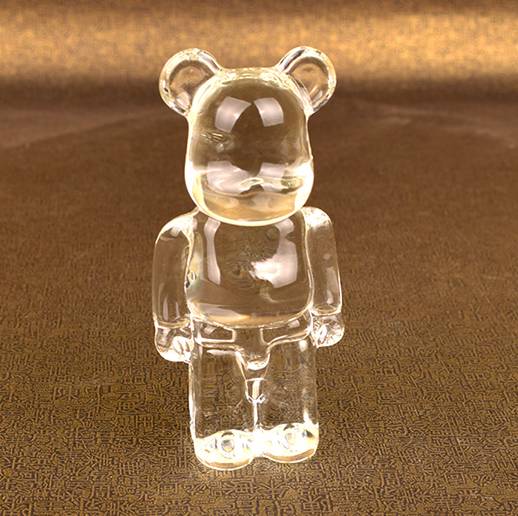 水晶玻璃暴力熊摆件透明水晶工艺小熊摆件定制家居商务礼品小熊