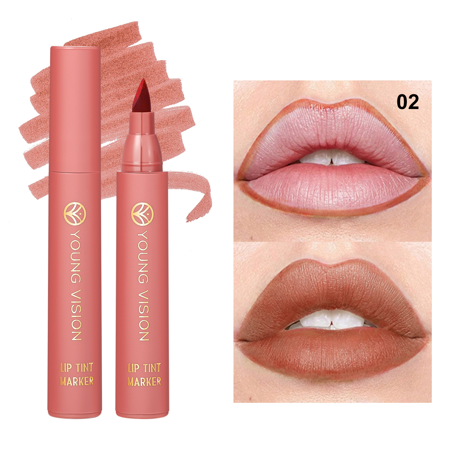 Young Vision Lip Stain Pen 6 Colors Optional Lipstick Water Lip Liner Matte No Stain on Cup Lip Stain