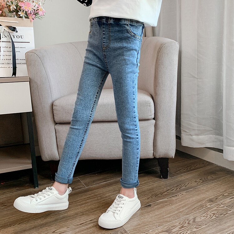 女童牛仔裤春秋款秋装2022新款儿童修身春款裤子女大童小脚紧身裤