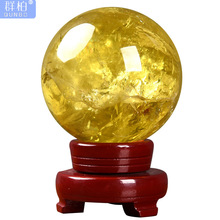 天然水晶球摆件黄色白玻璃红紫粉透明水晶球做生意小摆件店铺客厅