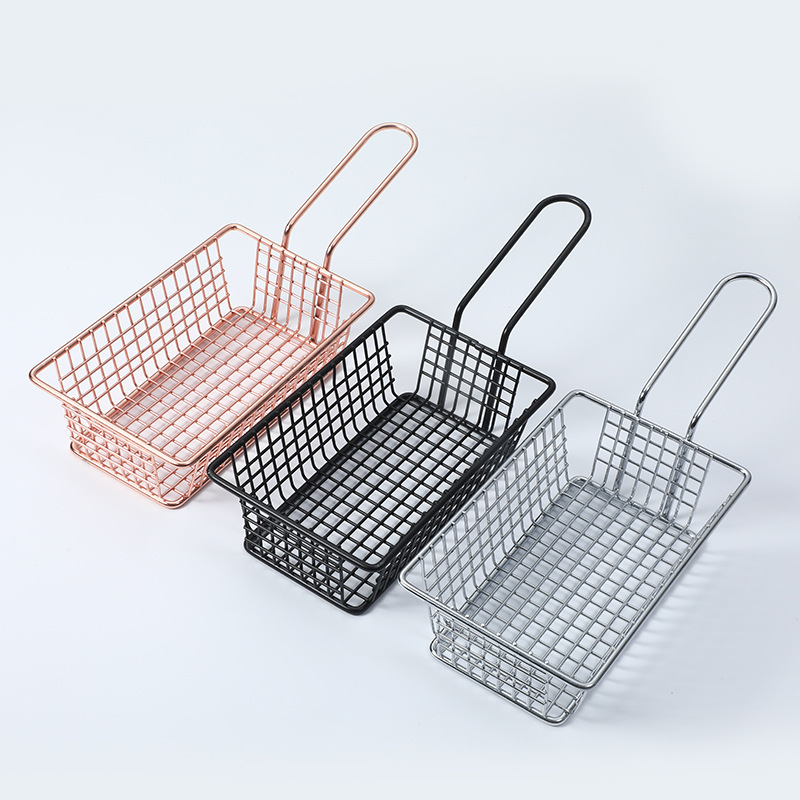 Factory Wholesale Rectangular Mini Frying Basket Chips Basket Small Frying Basket American Dessert Snack Basket Fried Chicken Frame