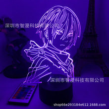 跨境新款3D小夜灯日漫野良神由纪人USB七彩遥控睡眠灯创意礼品灯