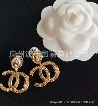 925 Silver Needle Classic Style Pairs of C Earrings Chanel-Style Xiaoxiang Earrings Simple Chanel-Style Xiangjia Earrings Earrings Earrings