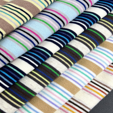 230g纯棉彩条针织条纹柔软亲肤弹力面料时尚童装男女装家居服布料