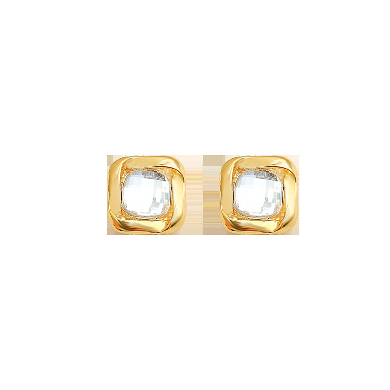 Geometric Square Diamond Stud Earrings for Women 2024 New Popular Temperament Earrings Niche Design Ear Rings Wholesale