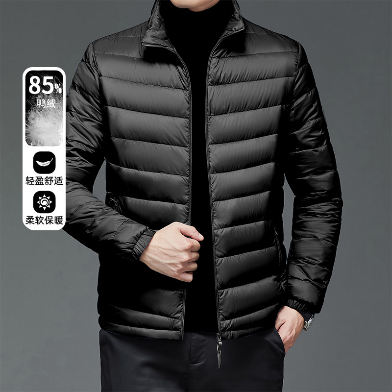 时尚品牌轻薄羽绒服男2023秋冬新款立领男士外套时尚百搭男装上衣