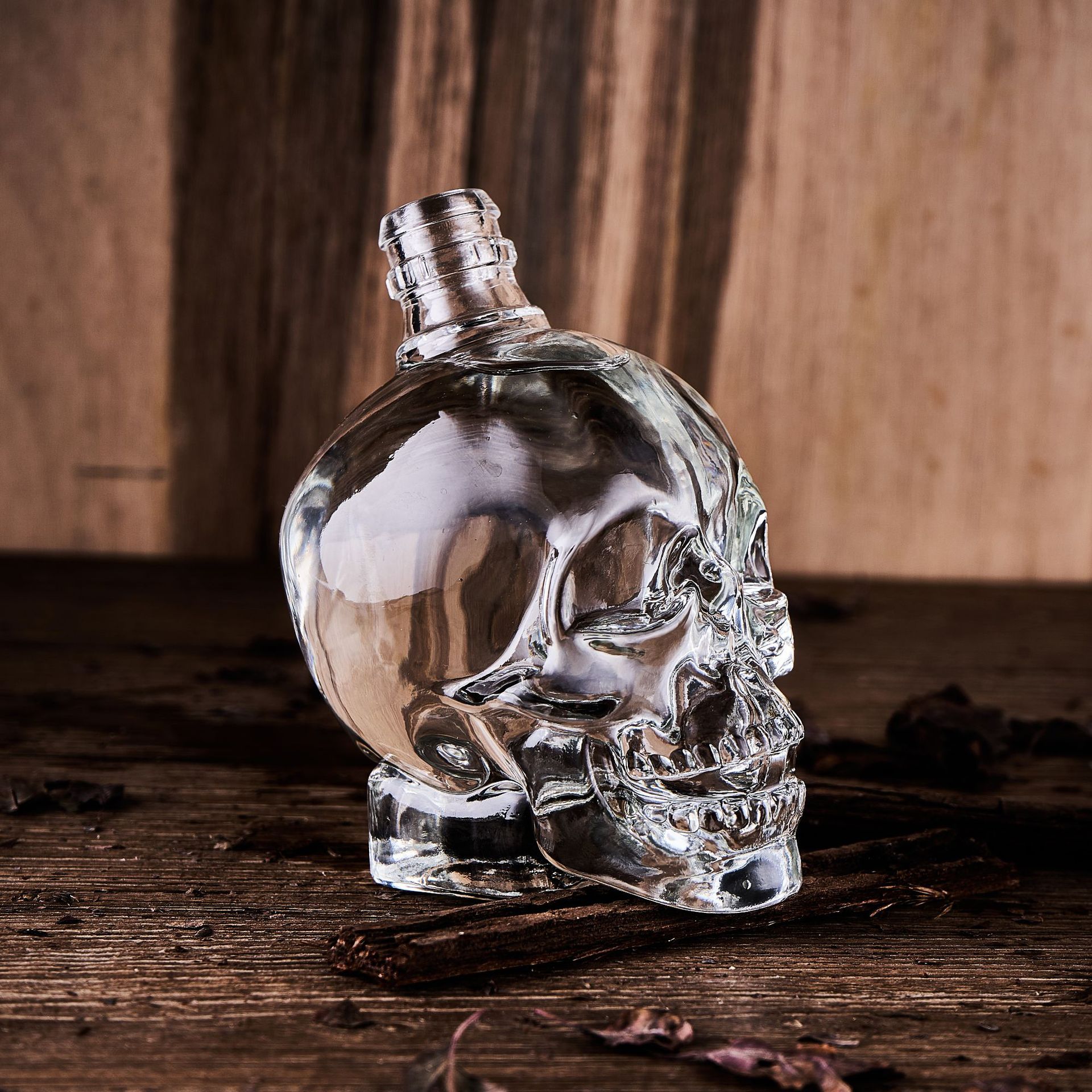 330ml水晶骷髅头威士忌酒瓶烈酒伏特加朗姆酒白兰地玻璃瓶空酒瓶