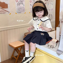 夏季新款女童童装韩版学院风卡通两件套套装109