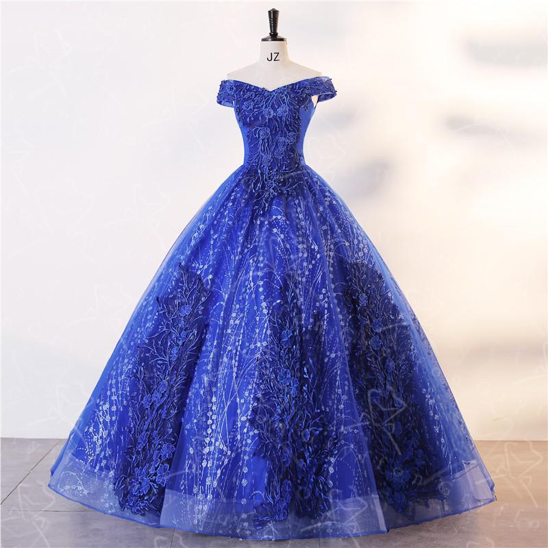 Foreign Trade Light Blue Adult Ceremony Princess Dress Lace Ball Pettiskirt Gown Shiny Sequined Ball Gown