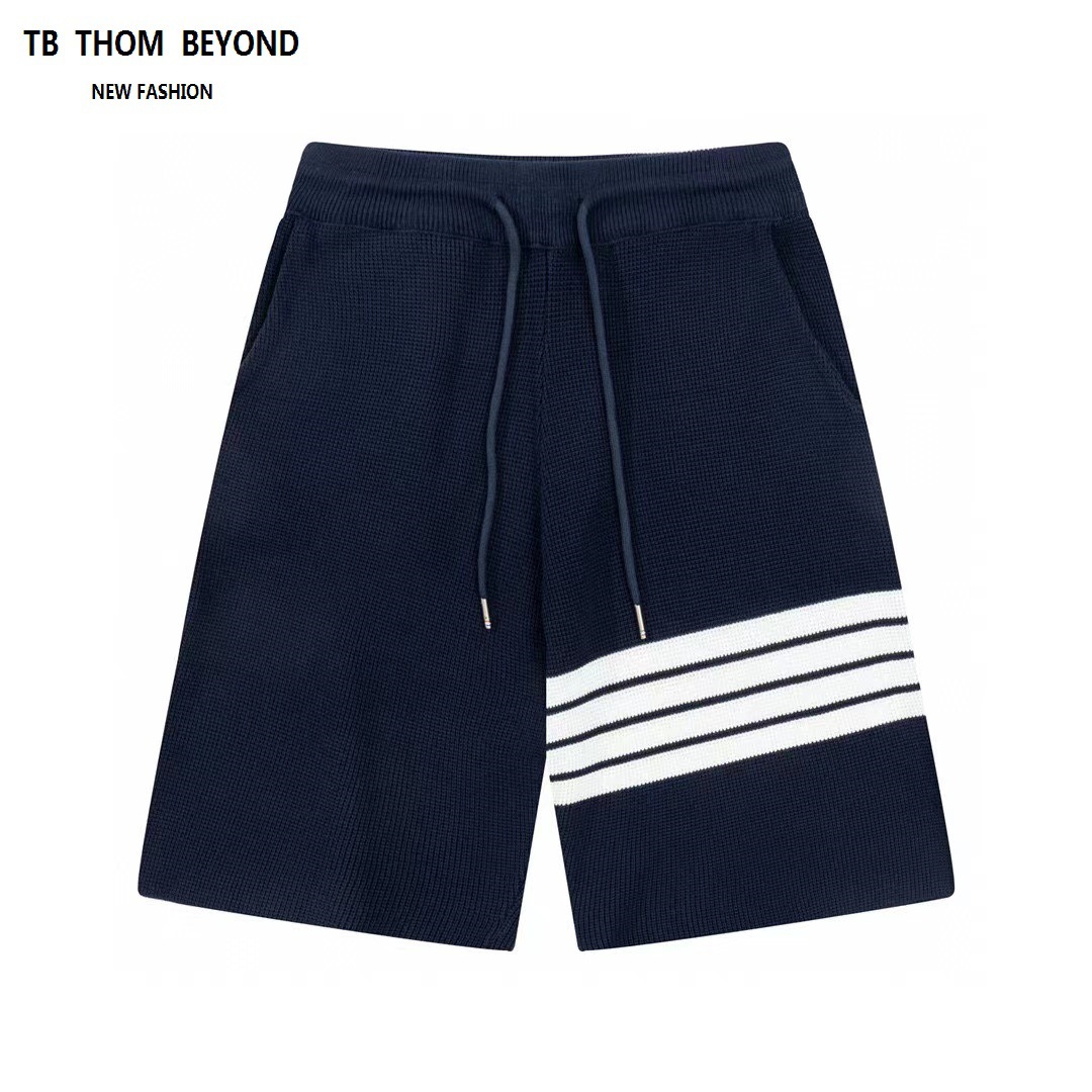 tb thom beyond色织华夫格条纹男女针织运动短裤tb高版沙滩裤休闲