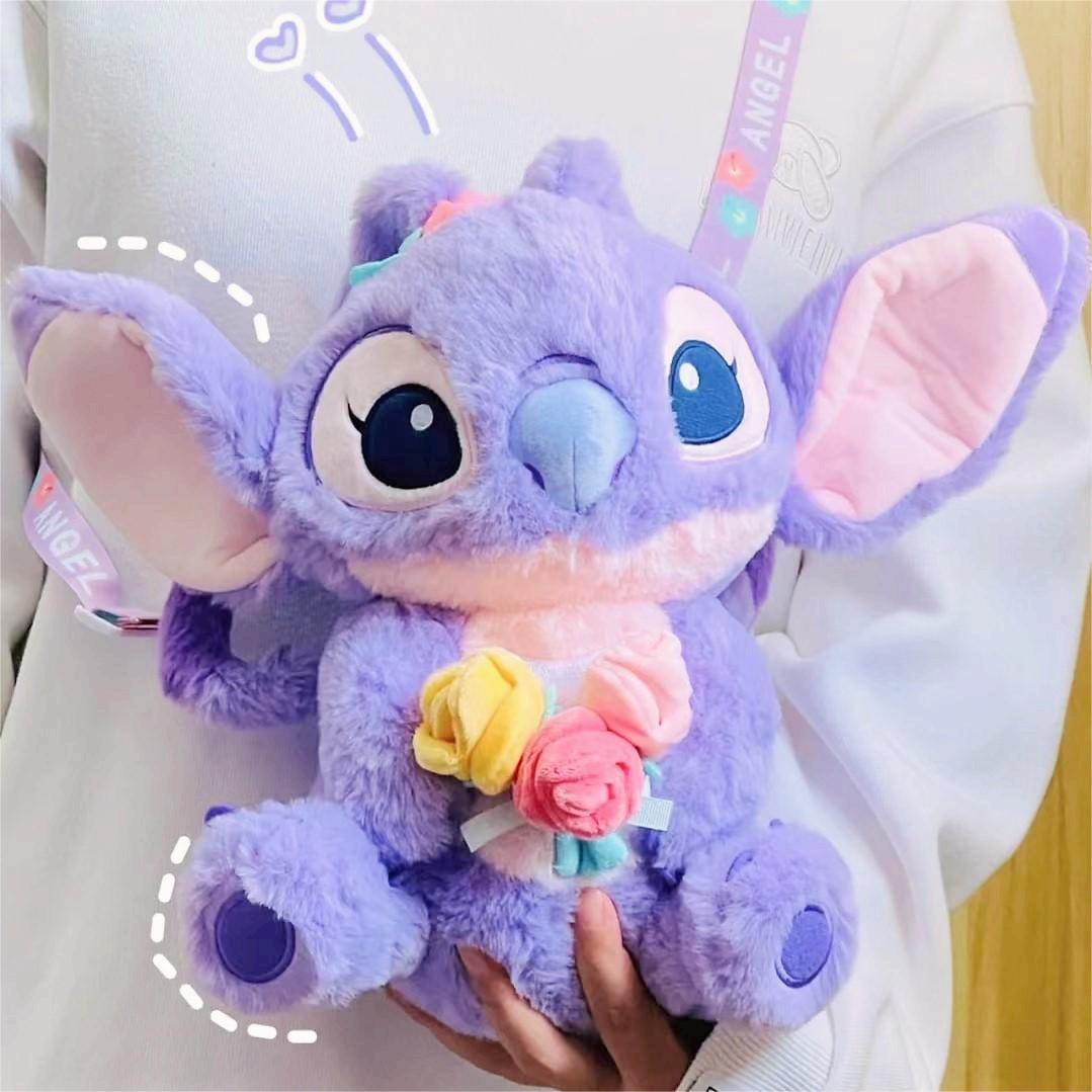 Genuine Disney 2022 New Angel Doll Taro Stitch Plush Backpack Toy Gift
