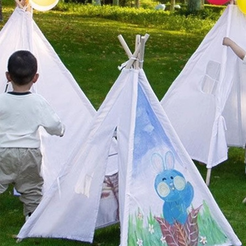 Children's Hand-Painted Tent Painting DIY Graffiti Handmade Outdoor Baby Drawing Triangle Small Tent Activity Game House