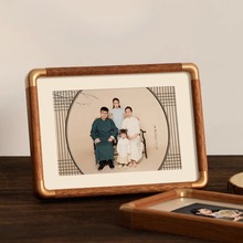 实木质铜角相框摆台高级感6寸7 8全家福洗照片做成相册画框摆件A4