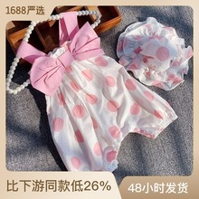 新生儿女婴吊带连体衣服夏季夏装宝宝爬服公主哈衣包屁衣一件代发